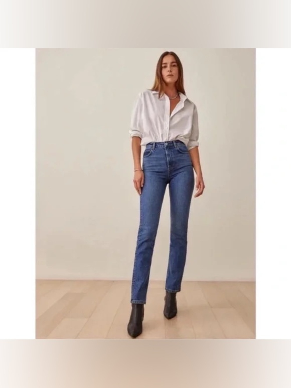 Reformation Liza Ultra High Rise Straight Leg Jeans Icarian Wash 28